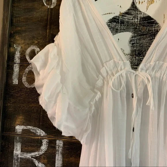 New Bohemian Long White Gauze Maxi Summer Dress - Picture 13 of 16